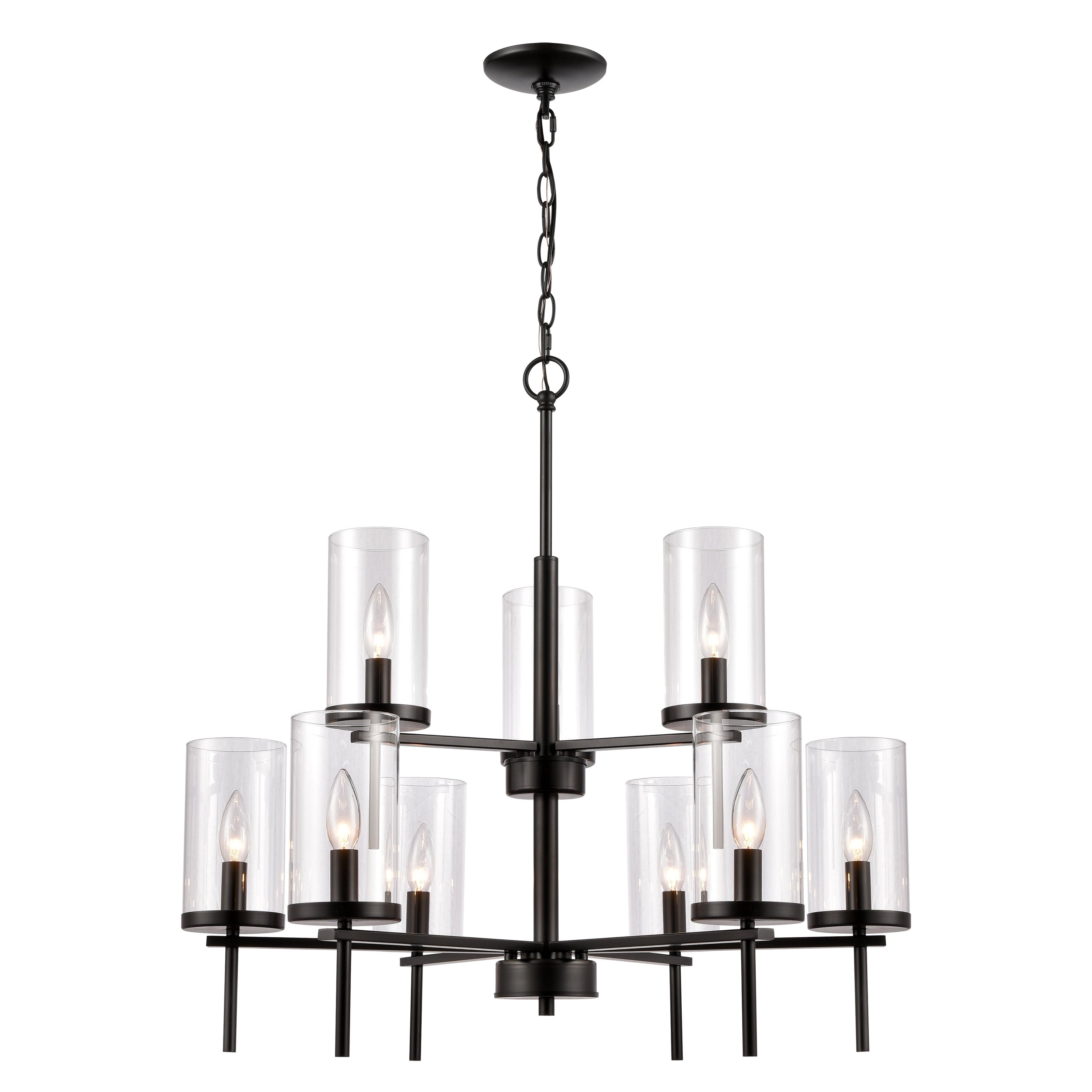Thomas Lighting - 9 Light Chandelier-Black Finish    -Traditional Installation