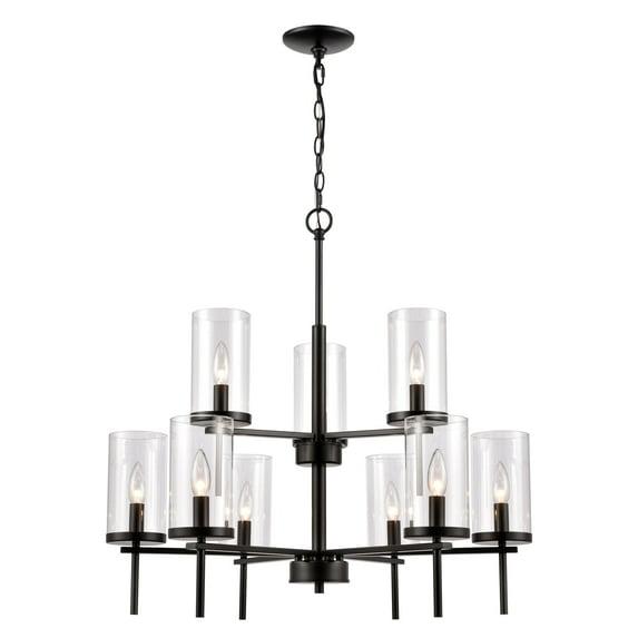 Thomas Lighting - 9 Light Chandelier-Black Finish    -Traditional Installation