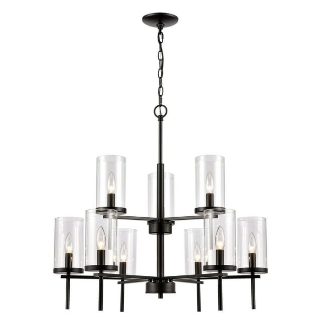 Thomas Lighting - 9 Light Chandelier-Black Finish    -Traditional Installation
