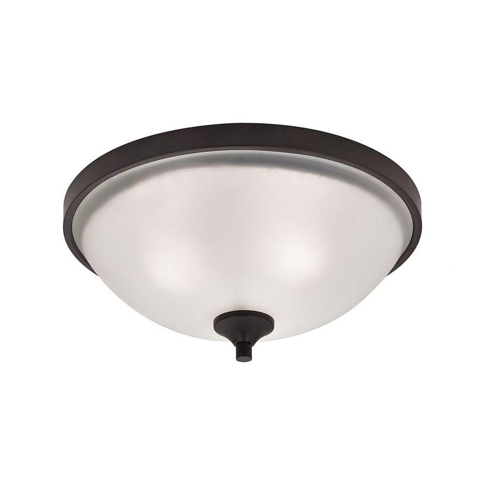 Arlington Oil Rubbed Bronze 15" Glass Flush Mount Ceiling Light