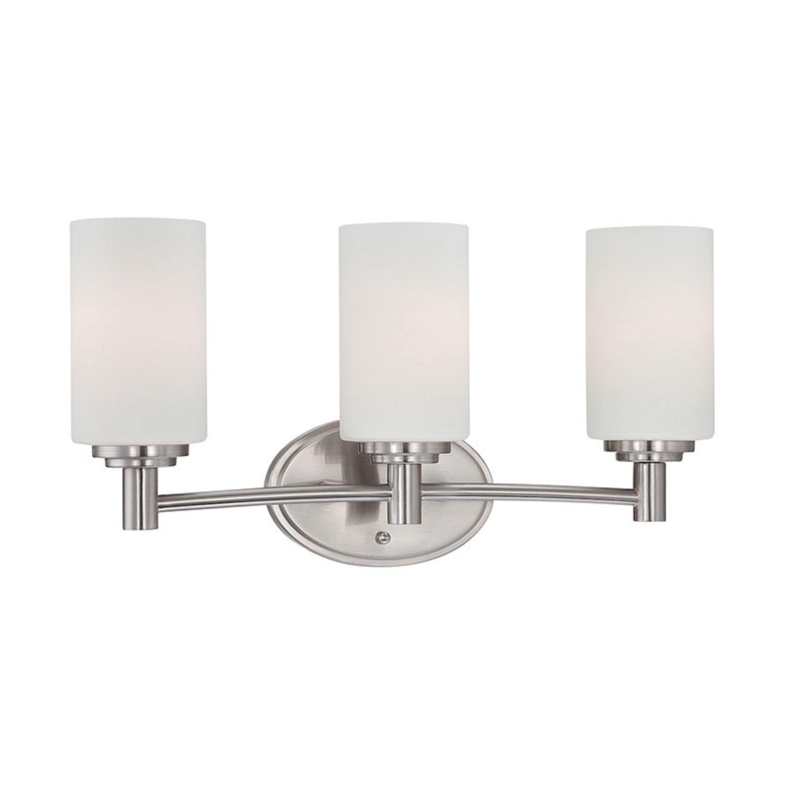 Elegant Brushed Nickel 3-Light Vanity with Frosted Glass Shades