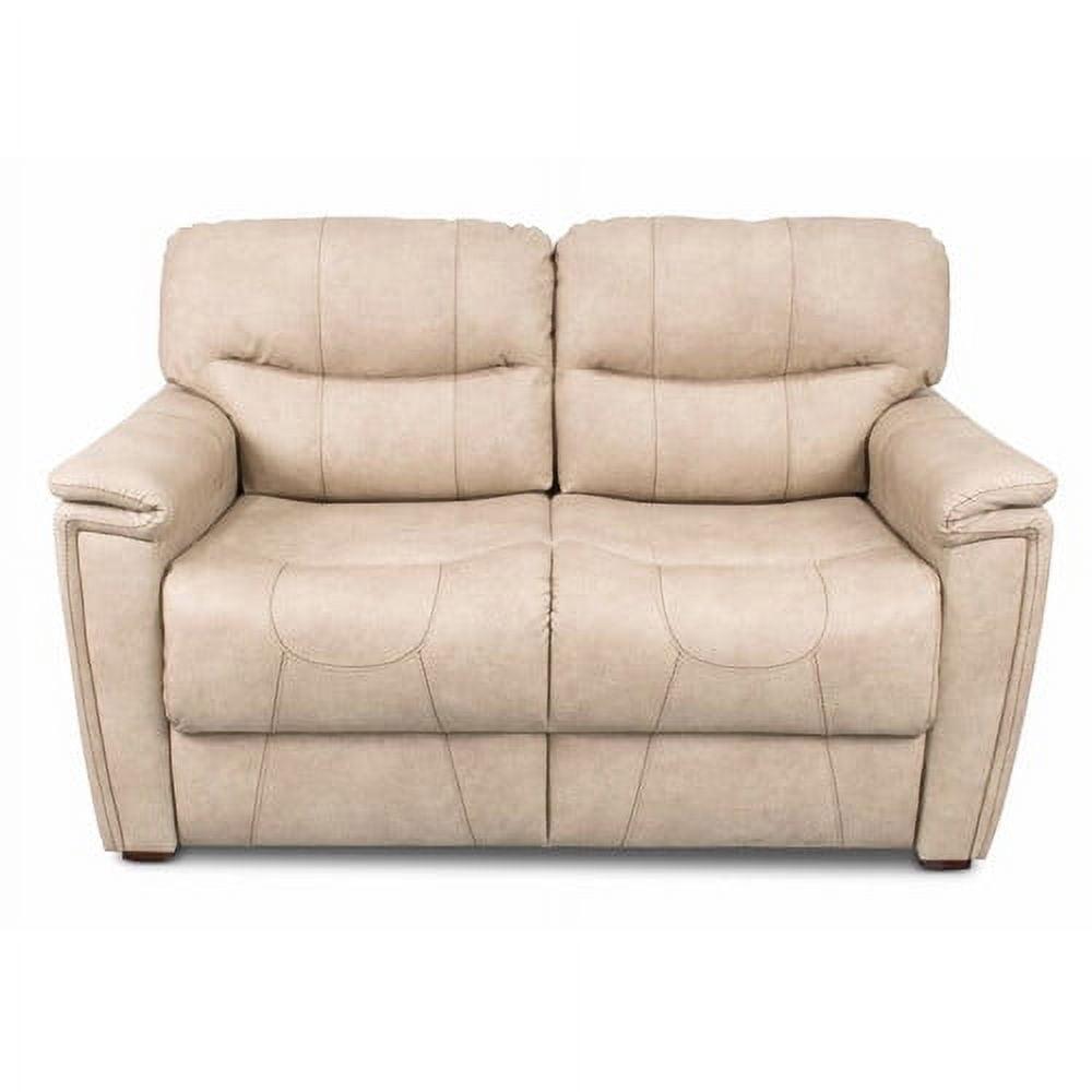 Grantland Doeskin Beige Leather Convertible Sleeper Sofa with Storage