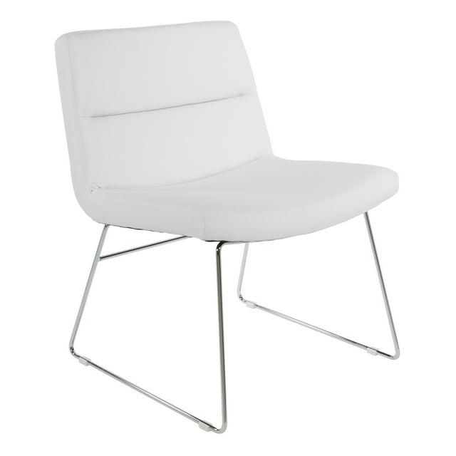 Thompson Chair in White Faux Leather with Chrome Sled Base