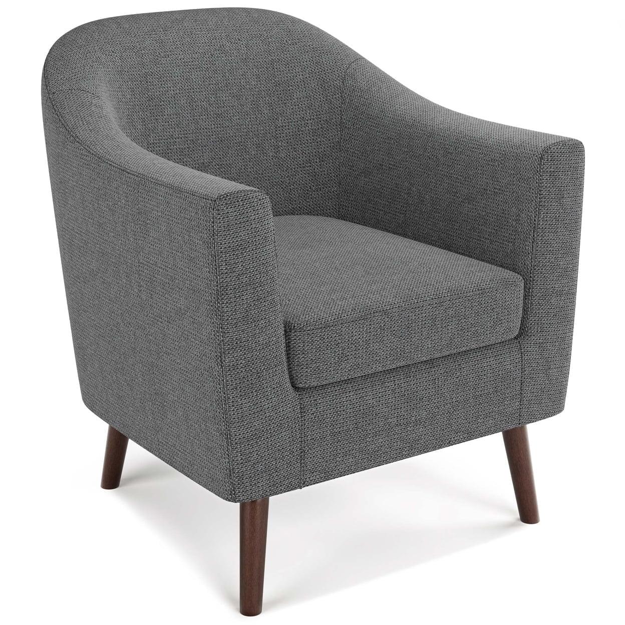Simpli Home Thorne 30"W Upholstered Contemporary Accent Chair with Curved Back and Removable Foam Cushion