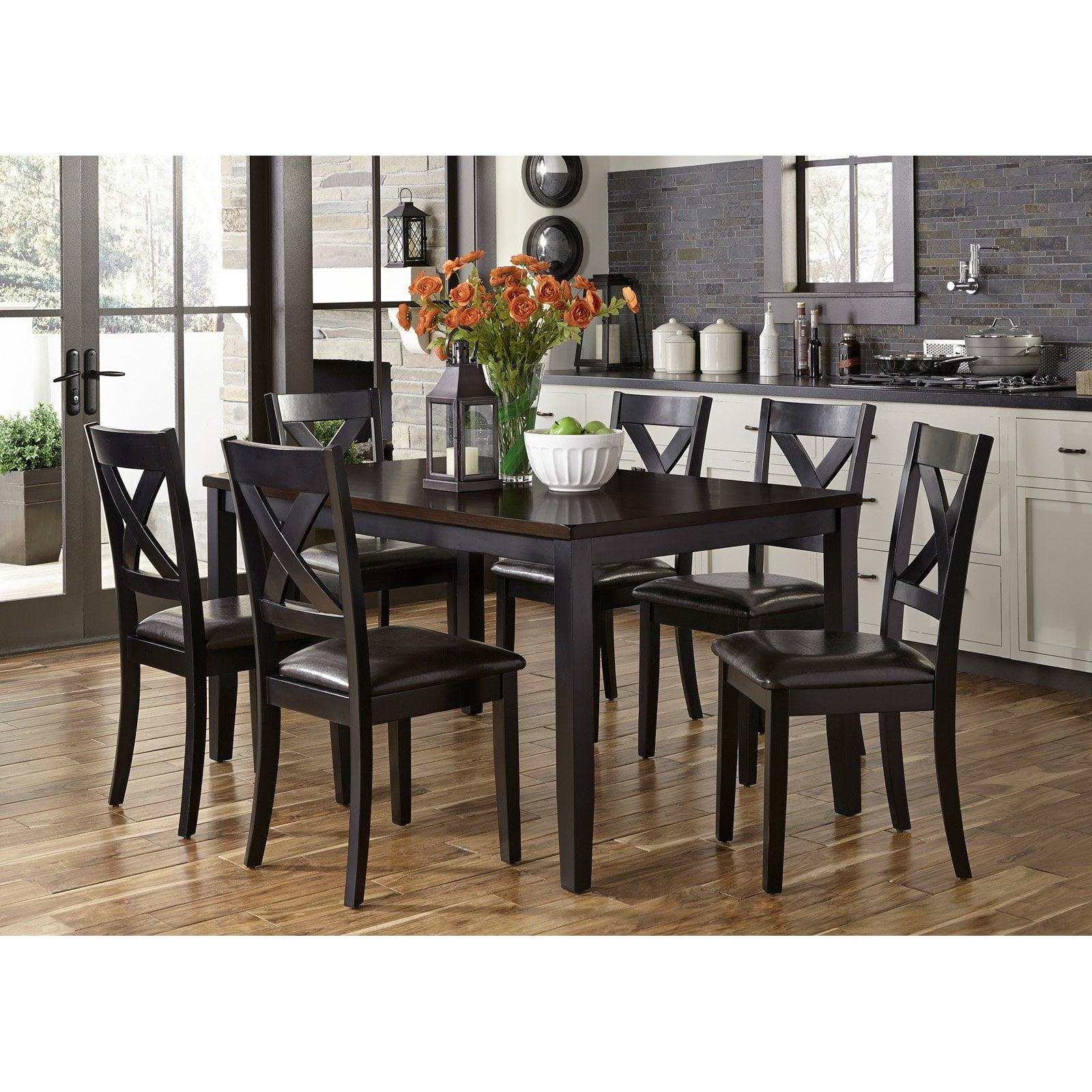 Thornton Black and Brown 7-Piece Rectangular Dining Set