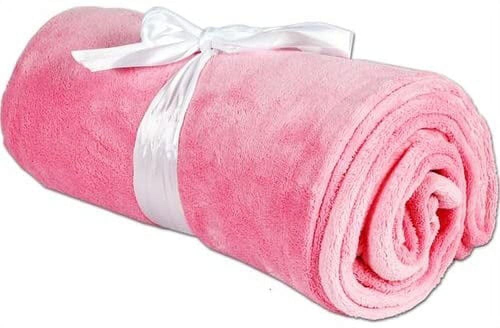 Threadart Super Soft Ultra Plush Fleece Throw Blankets 50"x60" | Fuzzy Soft Cozy Microfiber | Light Pink | 11 Colors available