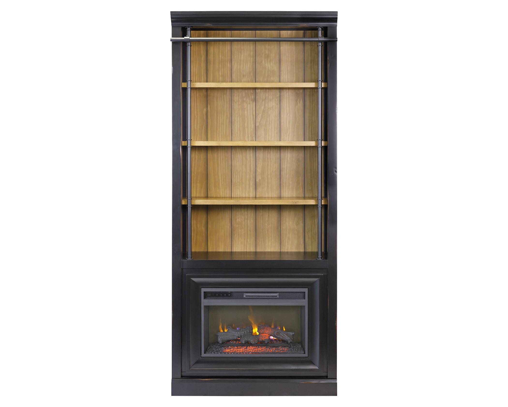 Birch Lane™ Lizzy 8' Tall Wood Bookcase with Fireplace Insert, Storage Organizer, Fully Assembled