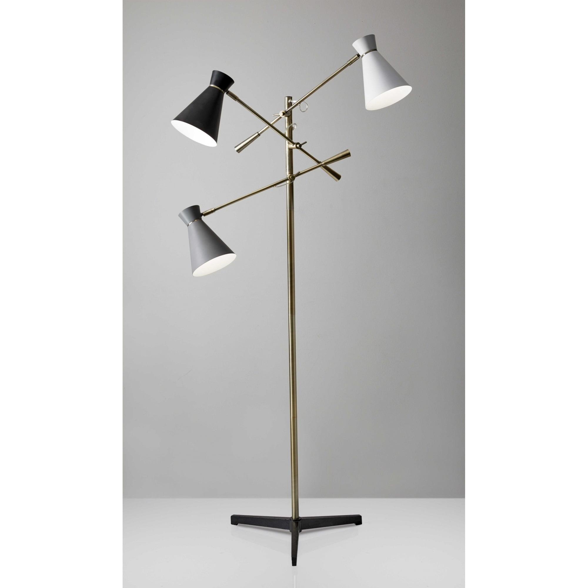 Adjustable Black Brass Multi-Head Tripod Floor Lamp