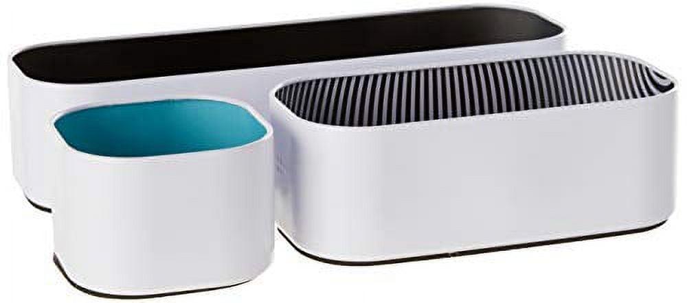 Three By Three Seattle Drawer Organizer Pack of 3, 2", Black/Sky Blue/Stripes (52308)