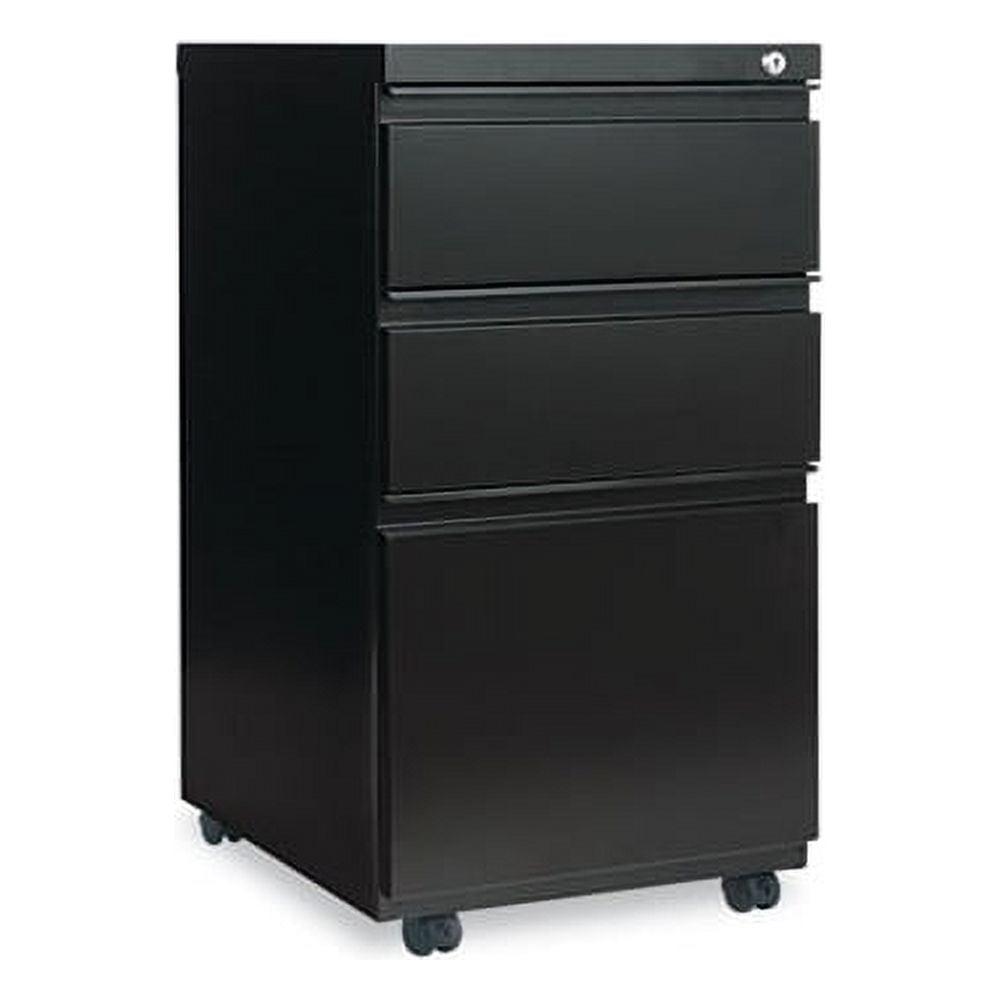 Black Vertical Mobile 3-Drawer Lockable Filing Cabinet