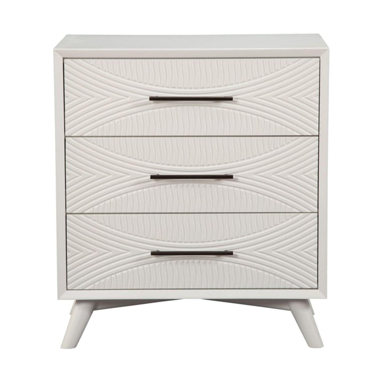 White Mahogany Wood 3-Drawer Chest with Felt Lined Drawers