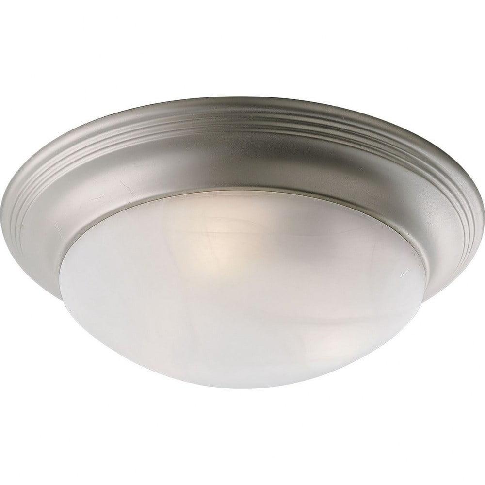 Progress Lighting Canyon Ridge 3-Light Flush Mount, Brushed Nickel, Etched Alabaster Glass