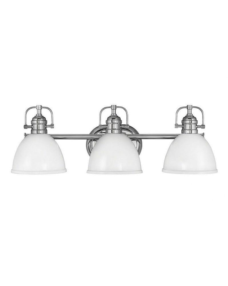 Rowan Chrome 3-Light Bath Vanity with Polished White Shades