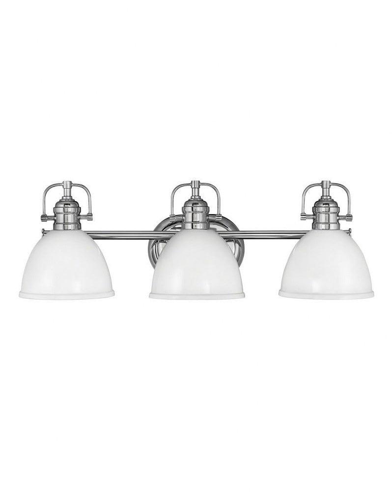 Rowan Chrome 3-Light Bath Vanity with Polished White Shades