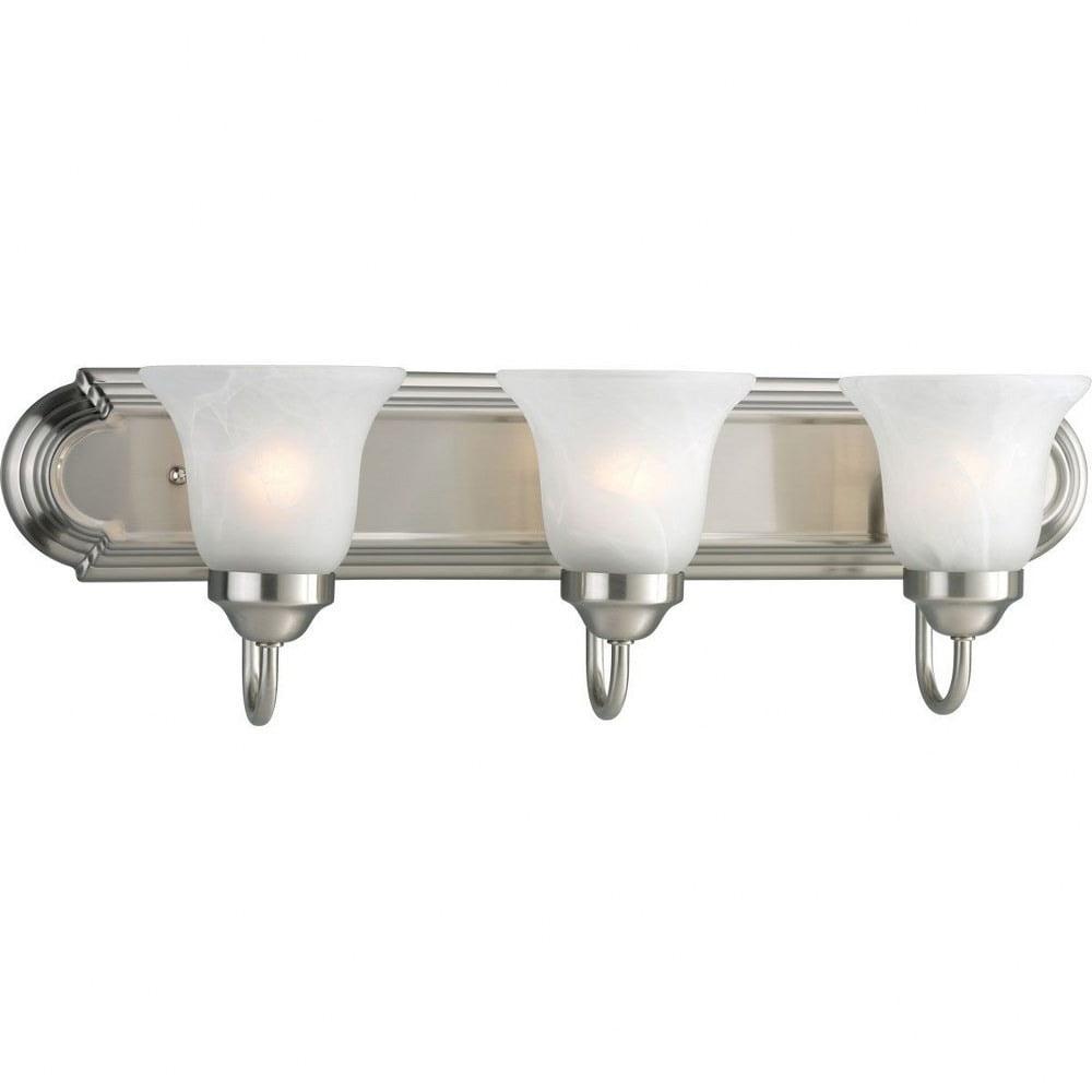 Progress Lighting Builder 3-Light Bath Bracket, Brushed Nickel, Alabaster Glass