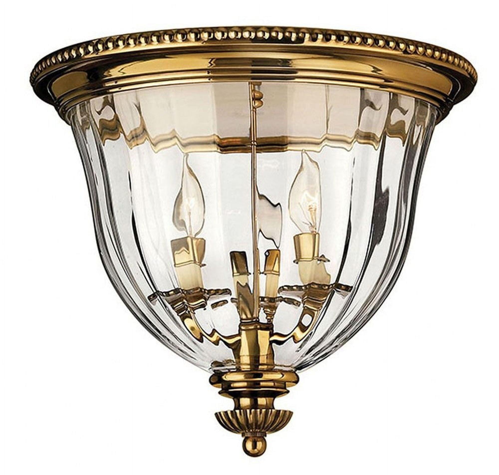 Burnished Brass and Clear Glass 3-Light Flush Mount