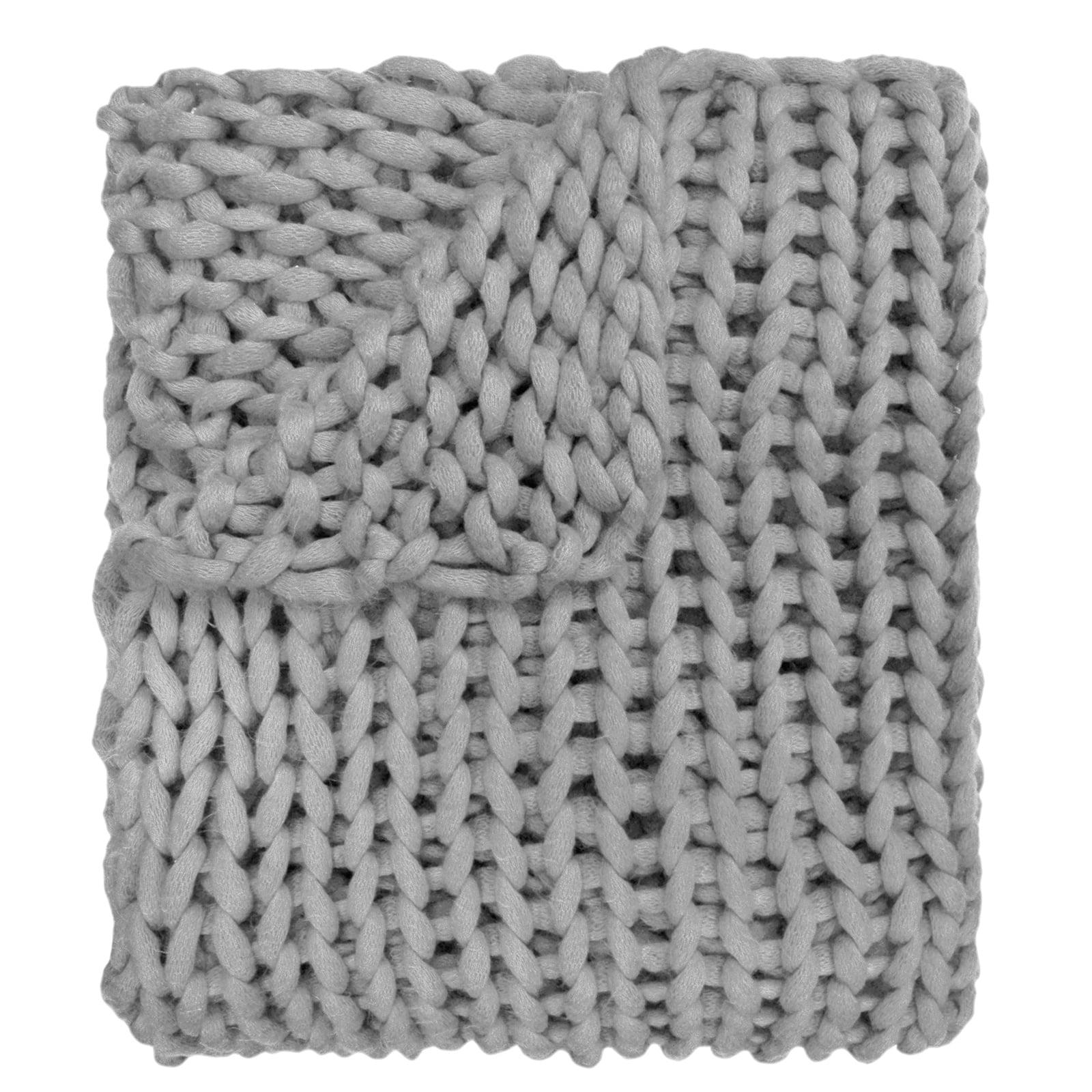 Luxurious Baby Unisex Chunky Knit Wool Throw, Reversible Grey