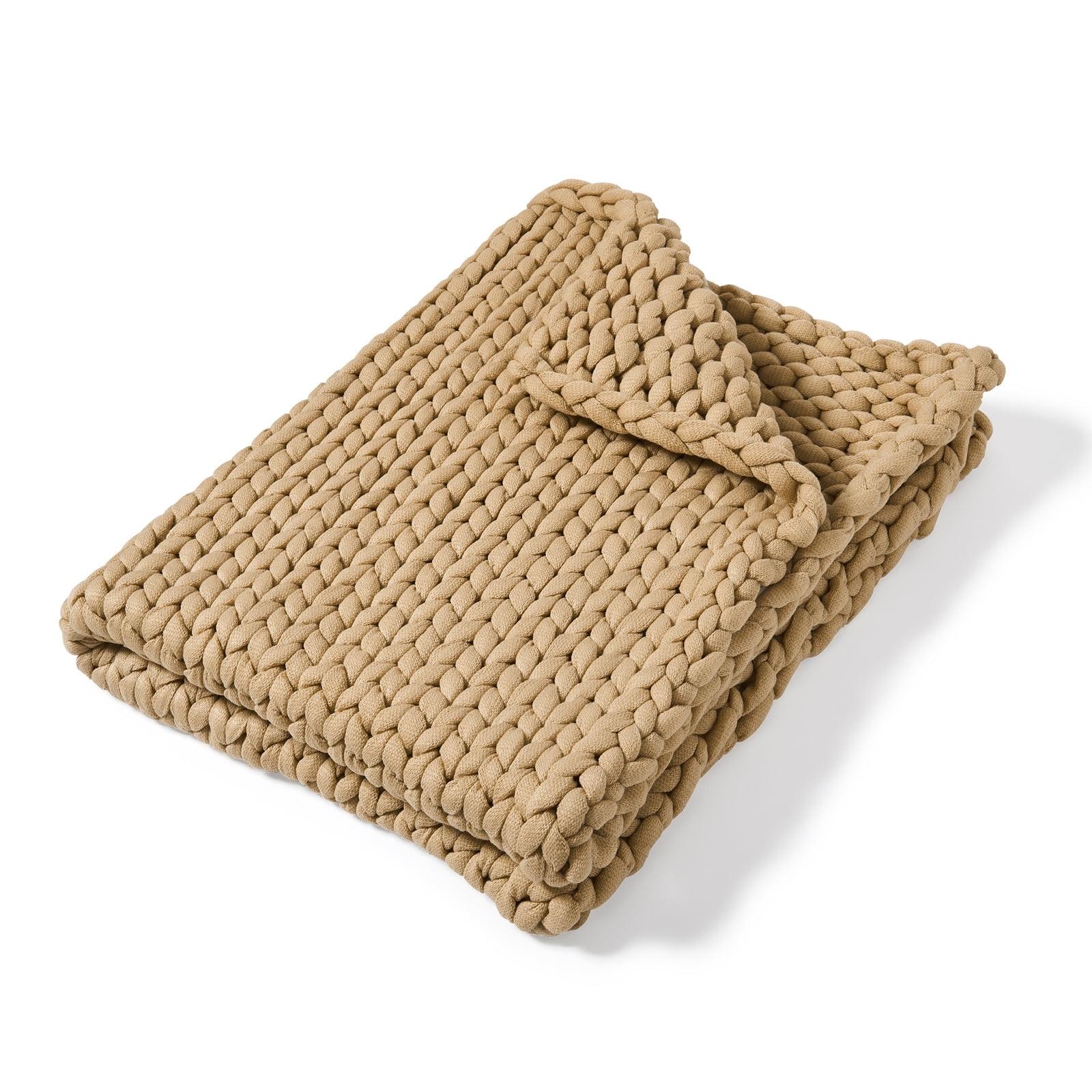 Donna Sharp Chunky Knit Taupe Contemporary Decorative Throw Blanket with Over-Sized Loop Pattern