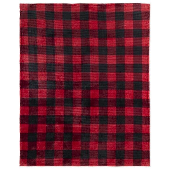 Throw Flannel Printed Ribbed 48X60 Red Plaid