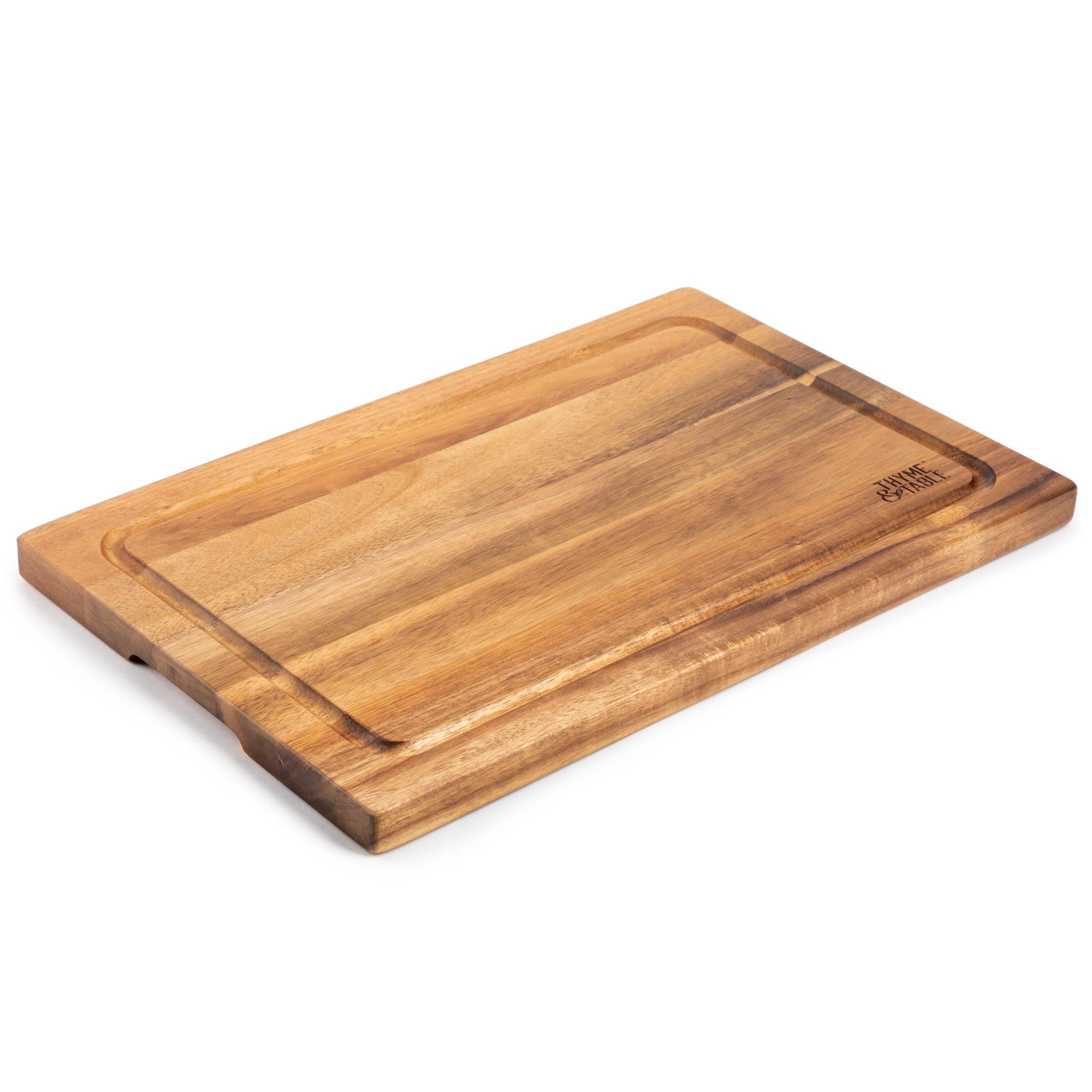 Acacia Wood Rectangular Butcher Block Cutting Board with Handles