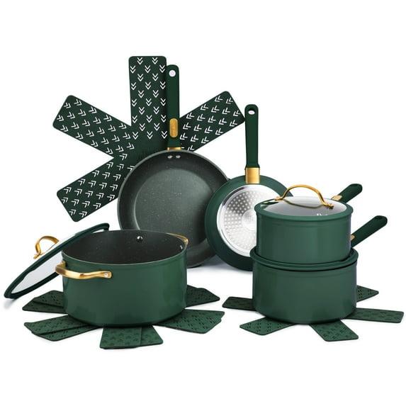Thyme & Table Granite 12-Piece Cookware Set Non-Stick - Hunter Green