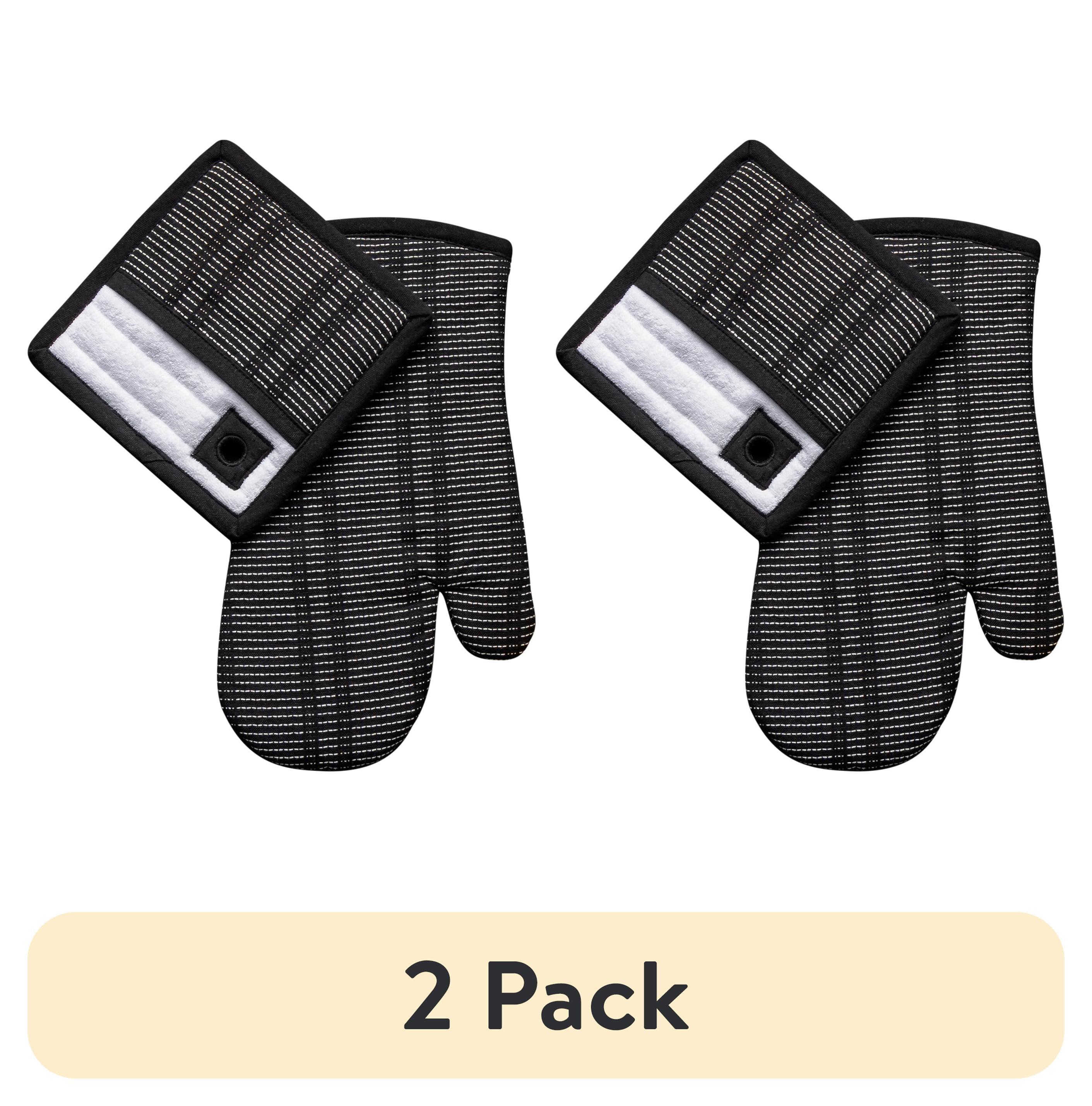 Thyme & Table 2-Pack Kitchen Set Oven Mitt and Potholder, Black and White