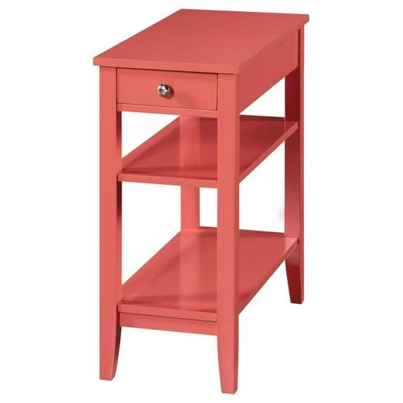 Convenience Concepts American Heritage 1 Drawer Chairside End Table with Shelves, Coral