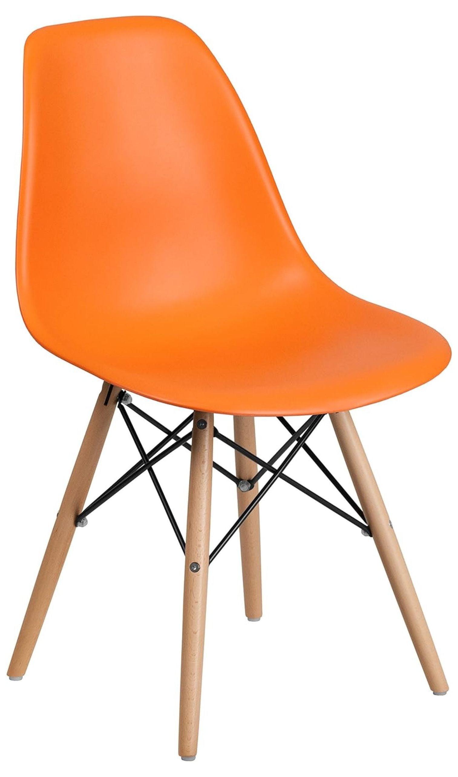 Flash Furniture Elon Series Plastic Chair with Wooden Legs for Versatile Kitchen, Dining Room, Living Room, Library or Desk Use