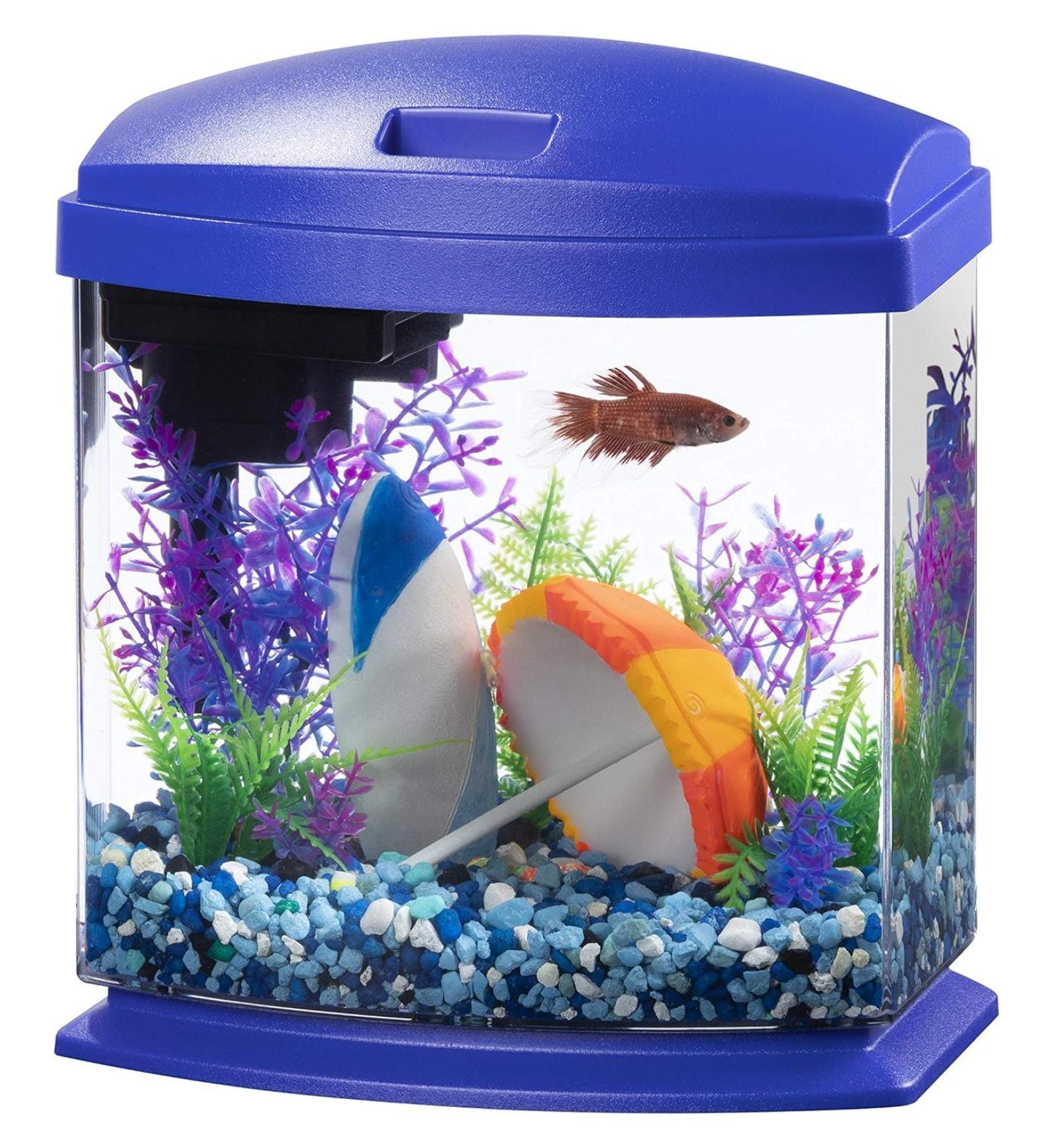 TiaGOC LED MiniBow Small Aquarium Fish Kit with SmartClean Technology, Blue, 1 Gallon