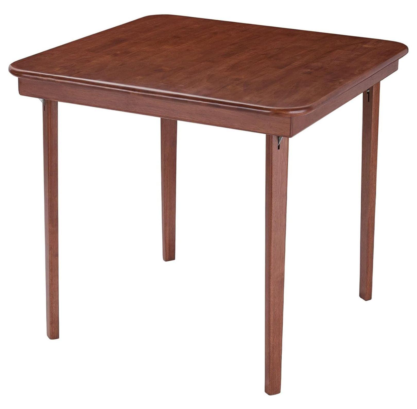 MECO Stakmore Stylish Durable Versatile Square Solid Wood Scalloped Edge Compact Folding Traditional Card Table for Home Use, Cherry