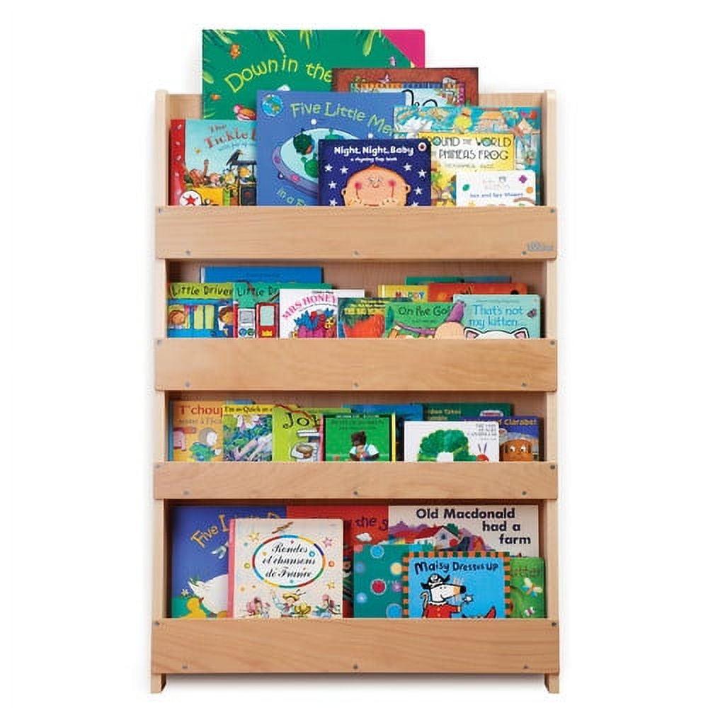 Pale Grey 4-Shelf Kids' Book Display with Solid Wood