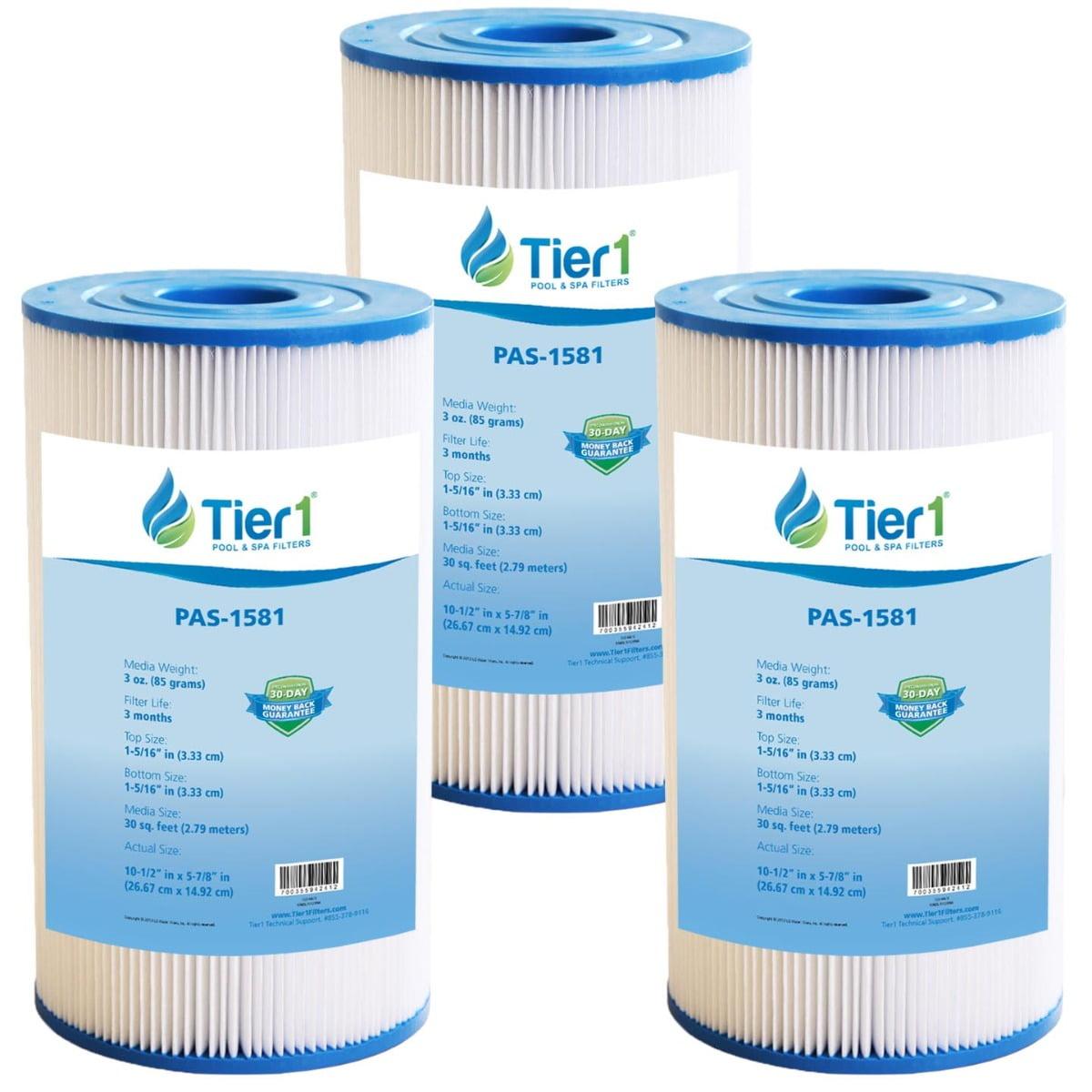Tier1 Pool & Spa Filter Cartridge 3-pk | Replacement for Watkins 31489, Filbur FC-3915, Unicel C-6330, C-6430, Pleatco PWK30, SD-00328 and More | 30 sq ft Pleated Fabric Filter Media
