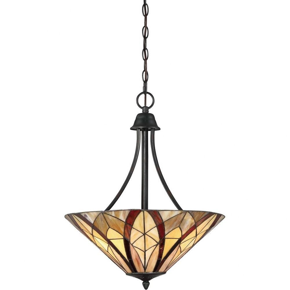 Valiant Bronze Tiffany Glass 19.25" Bowl Pendant Light