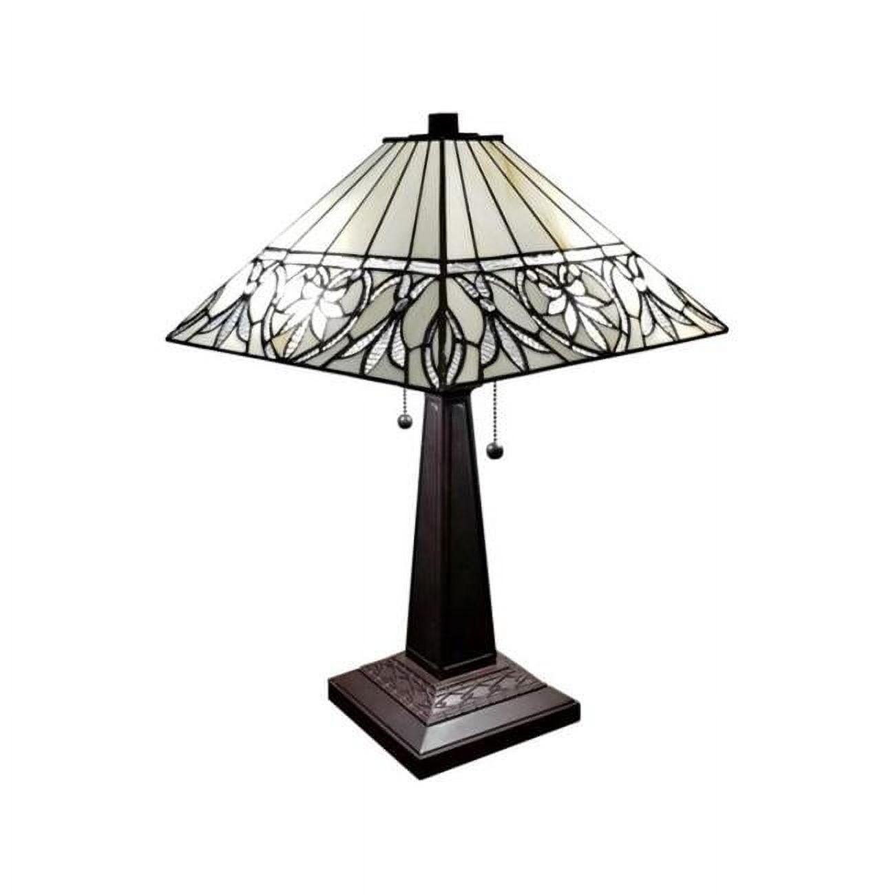 Amora 22" White Stained Glass Mission Table Lamp