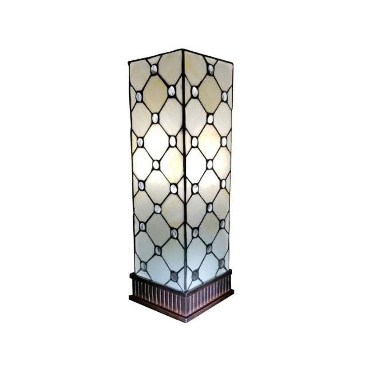 18" White Stained Glass Tiffany Style Table Lamp