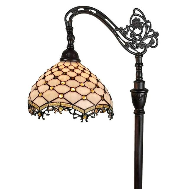Amora Lighting Tiffany Style Jeweled Reading Floor Lamp 62" High