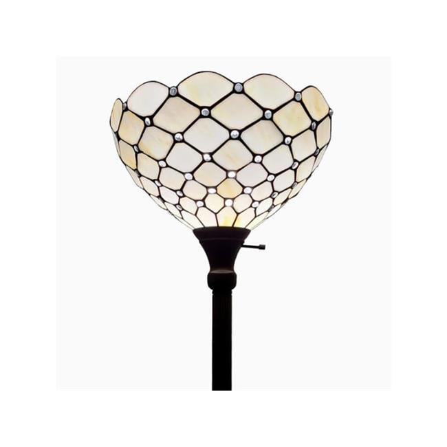 Tiffany Style Jeweled Torchiere Floor Lamp - 72" Tall