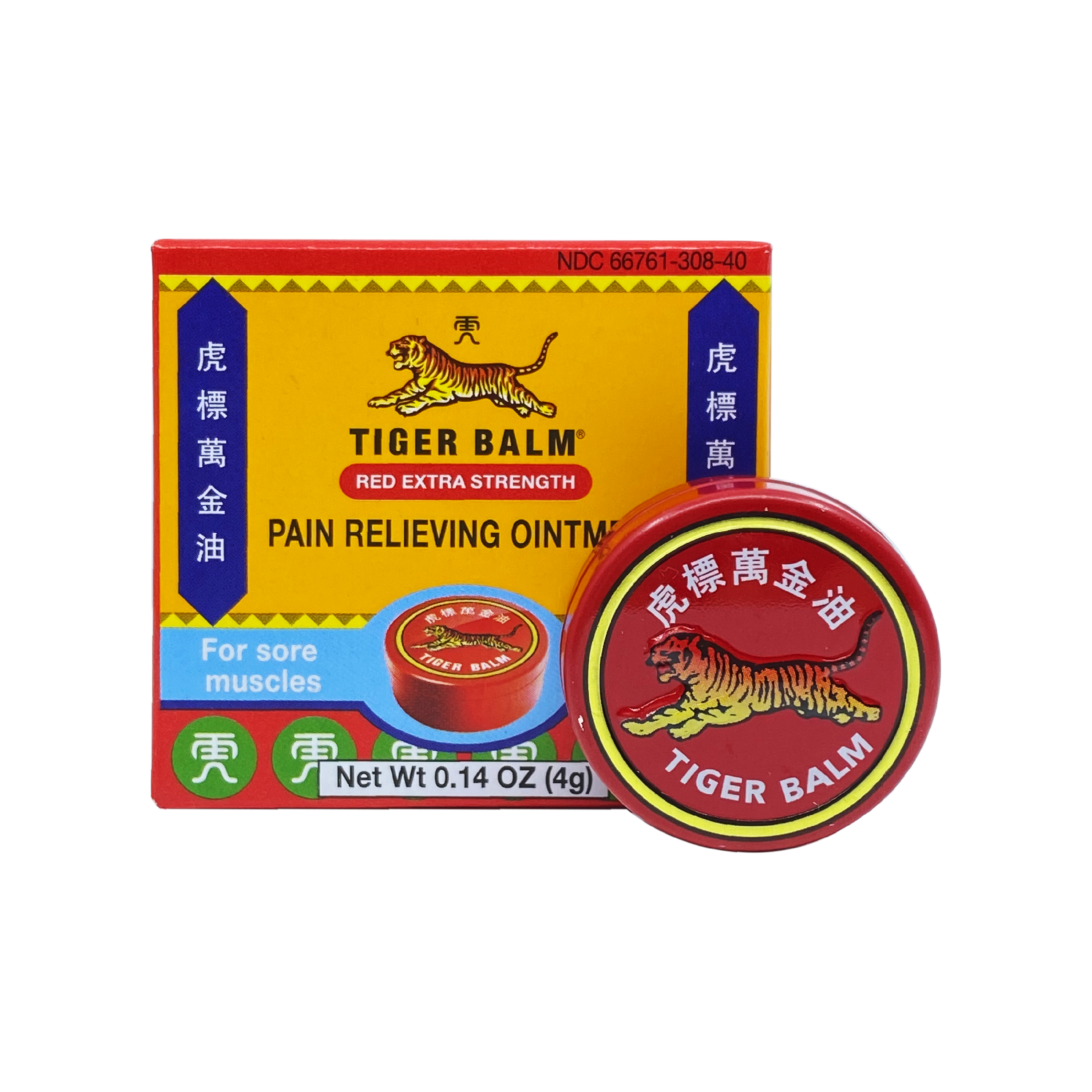 Tiger Balm Pain Relieving Ointment, Red Extra Strength, 0.14 oz (4 g)