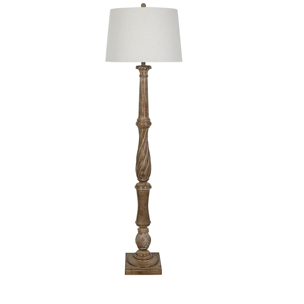Eleanor Classic White and Brown Carved Resin 62.25'' Floor Lamp