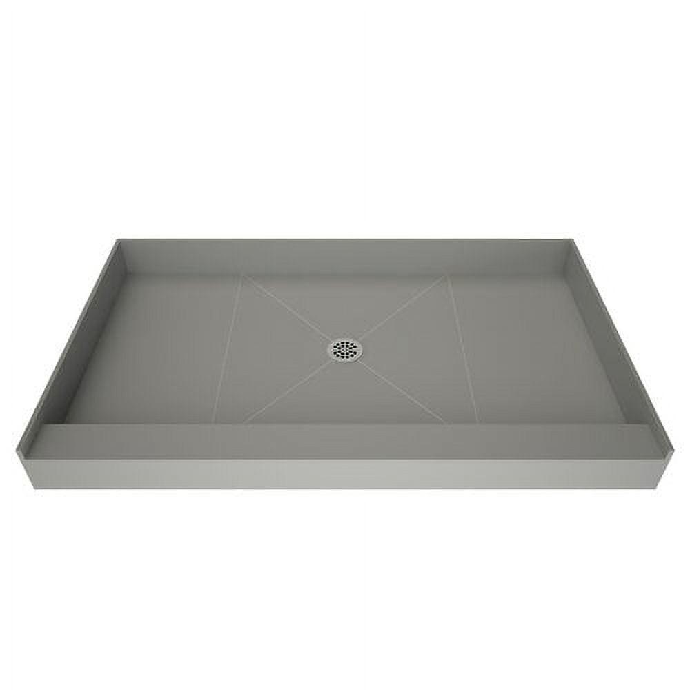 Gray Plastic Rectangular Shower Base with Center Drain