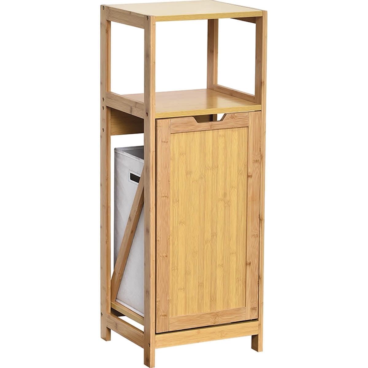 Bamboo Tilt-Out Laundry Hamper with Shelves and Lid