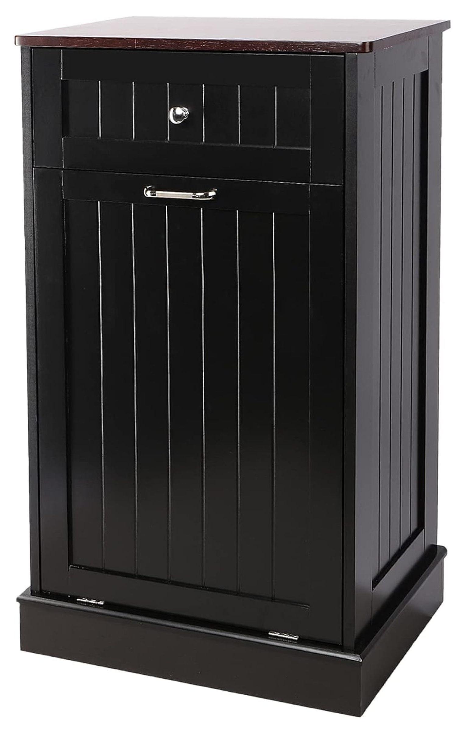 Alaulm 10 Gallons Tilt out Trash Can Cabinet with Drawer, Freestanding Kitchen Trash Can Cabinet (Not Include Trash Can)