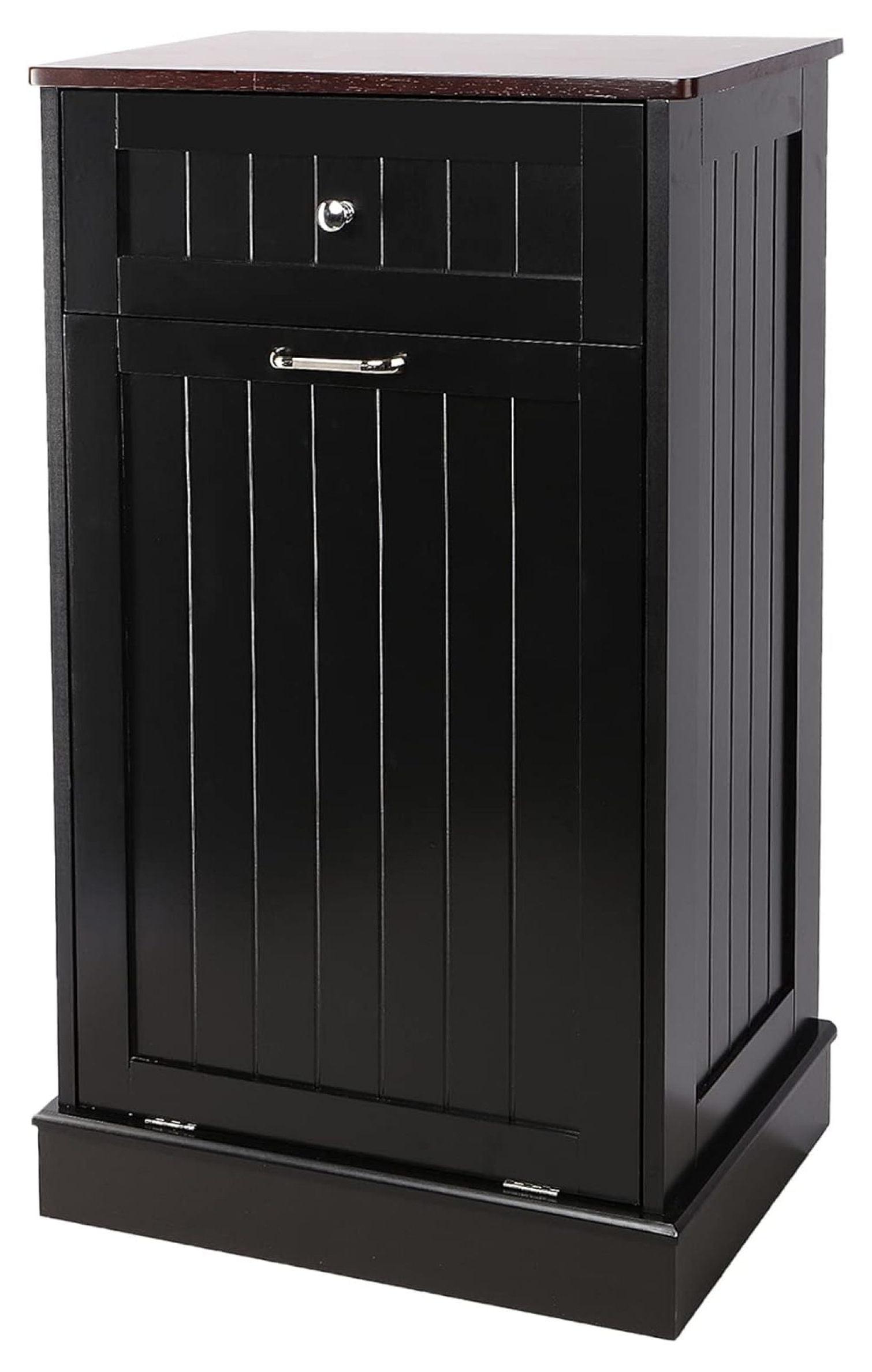Alaulm 10 Gallons Tilt out Trash Can Cabinet with Drawer, Freestanding Kitchen Trash Can Cabinet (Not Include Trash Can)