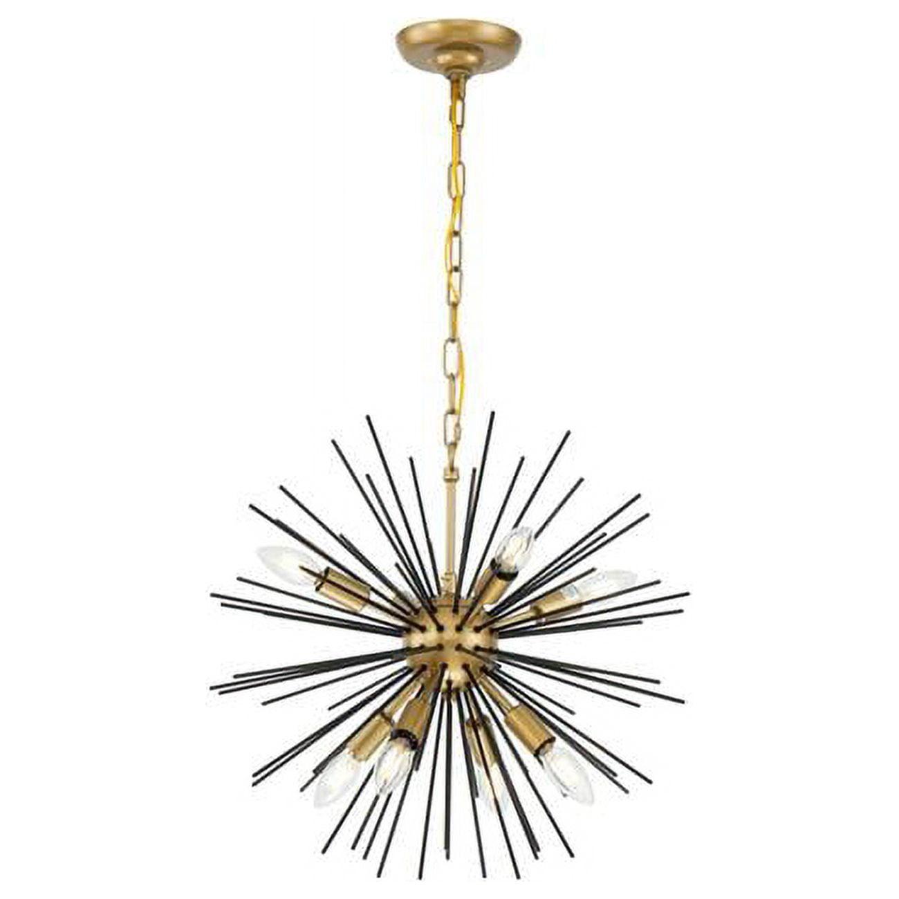 Elegant Lighting Timber 8 light Brass and Black pendant