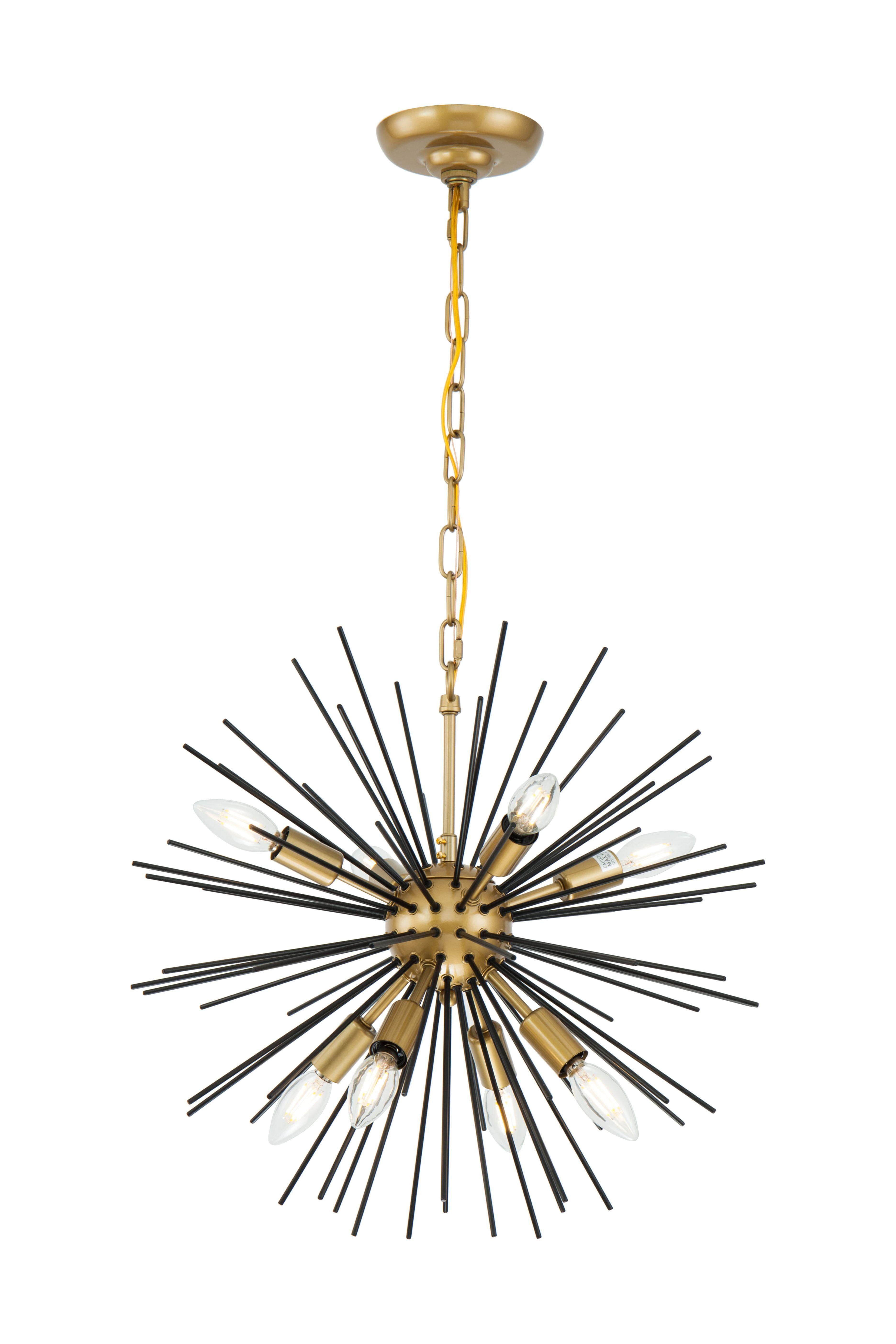 Timber 8-Light Black and Brass LED Pendant