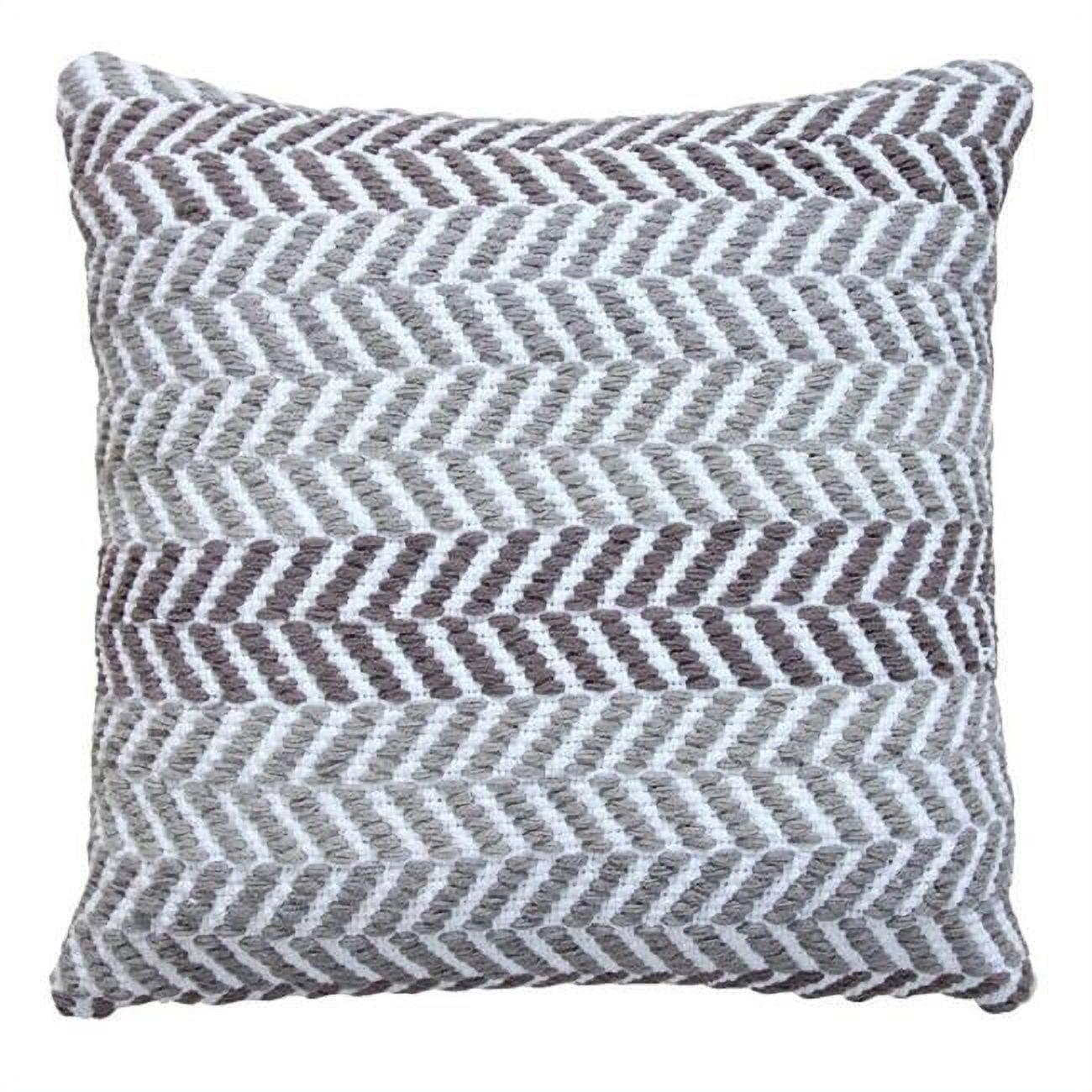 Timberbrook PW90863 Chevron Cotton Weave Pillow, Grey & Natural