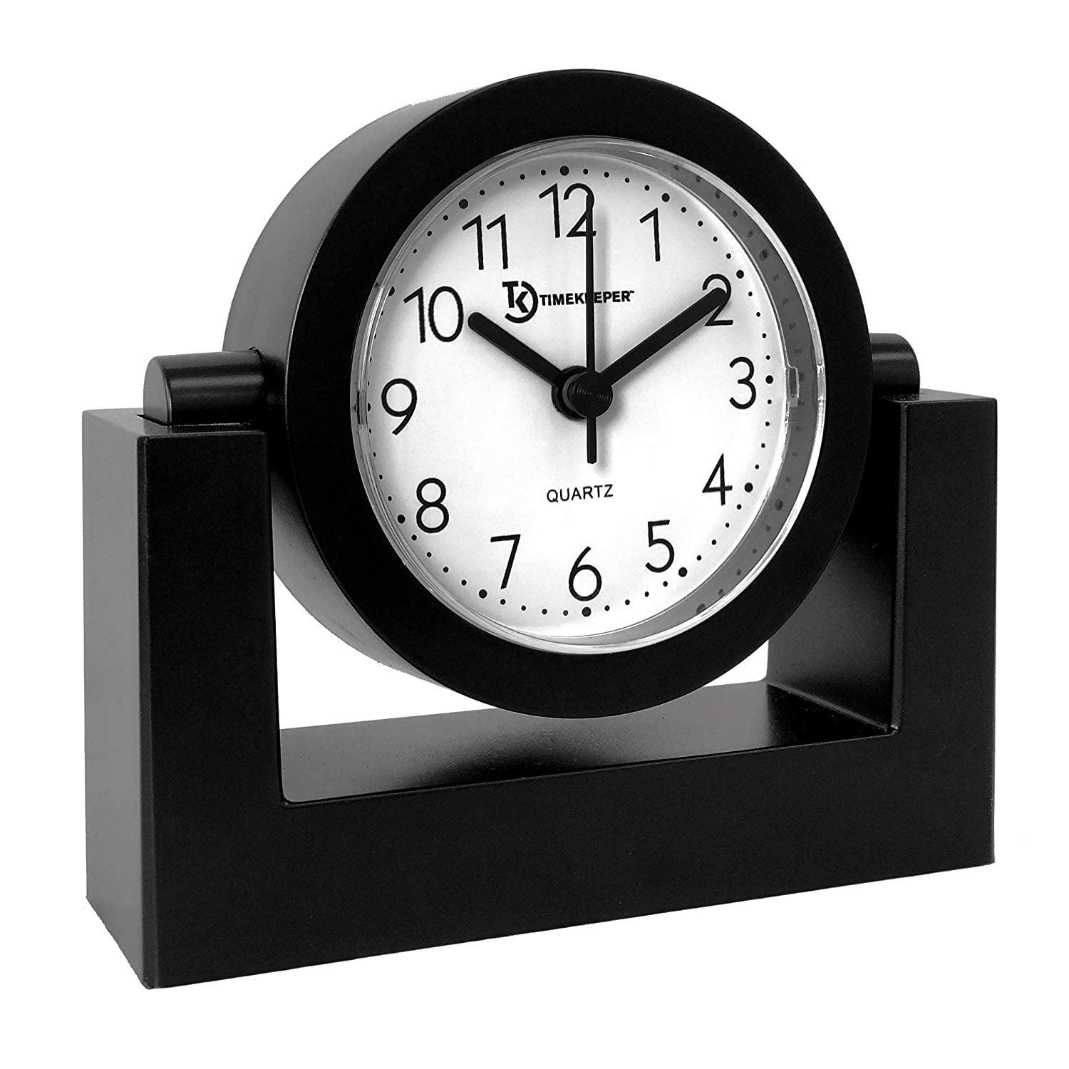 Black Quartz Swivel Desktop Clock with Plastic Lens