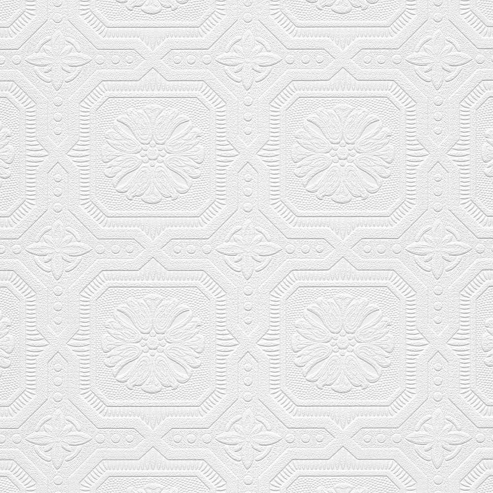 White 3D Embossed Paintable Vinyl Wallpaper Roll