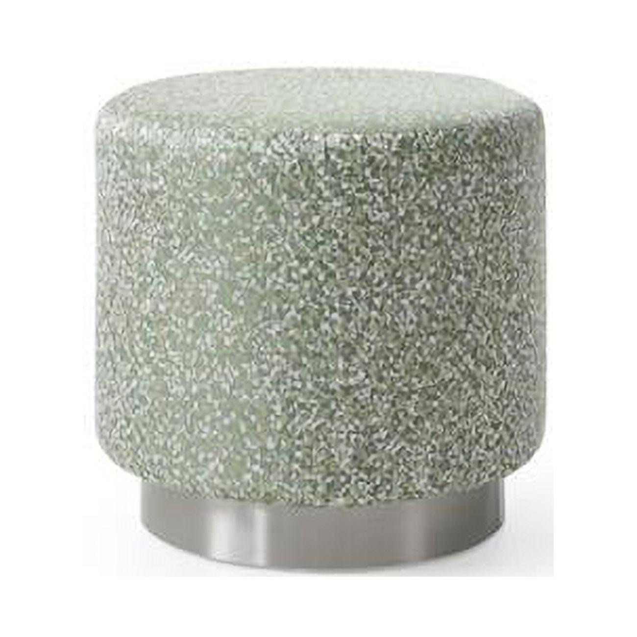Tino Green Fabric Round Ottoman with Stainless Steel Base