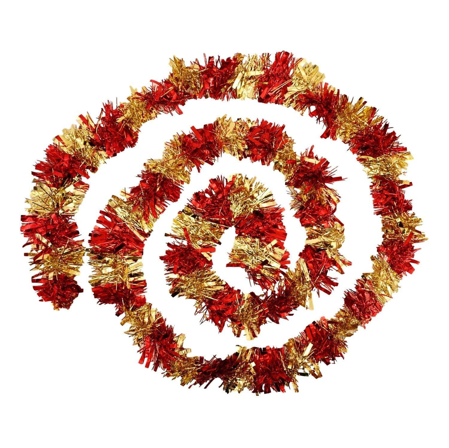 192-Inch Red and Gold Metallic Tinsel Christmas Garland